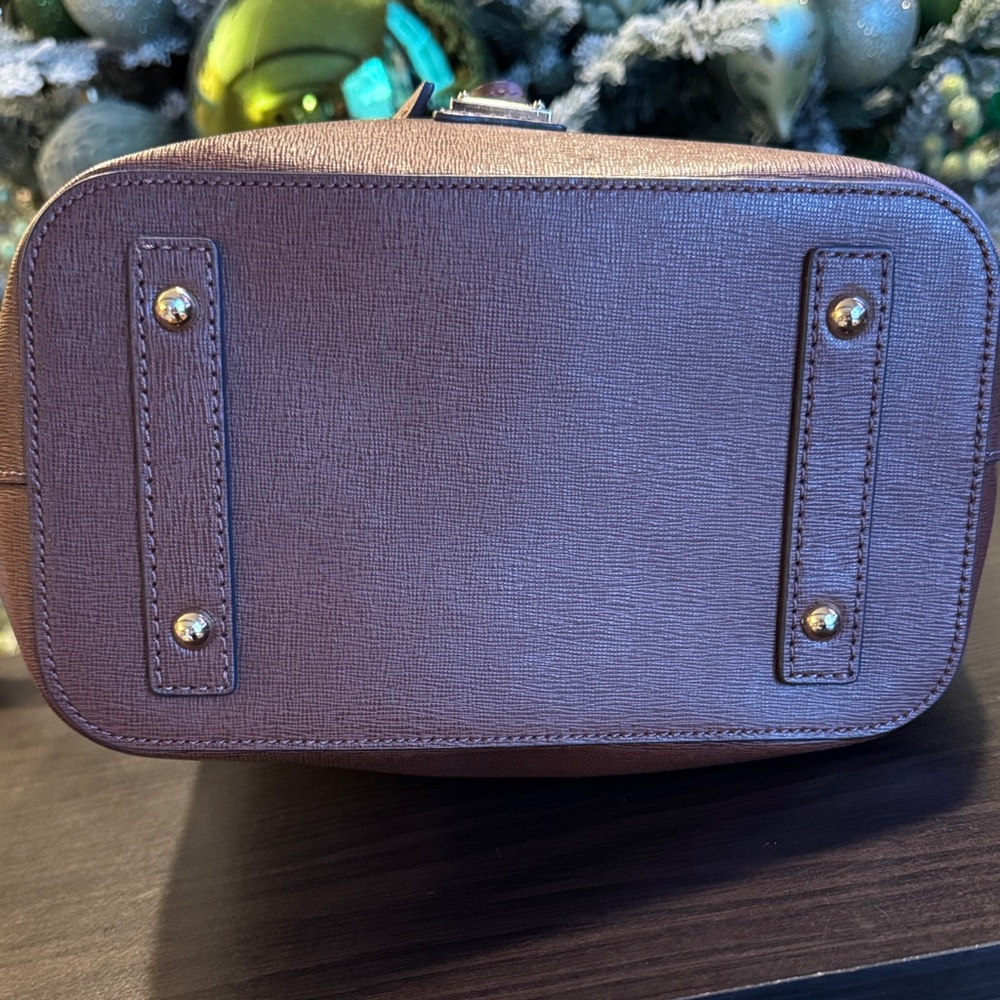 Dooney & Bourke Saffiano Dark Brown Bucket Bag - Picture 3 of 12